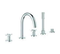 Grohe Atrio combiné de bain 5 trous, saillie 230mm, inclus set de douche, poignées croisillons, 29408000, Couleur: chrome