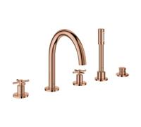 Grohe Atrio combiné de bain 5 trous, saillie 230mm, inclus set de douche, poignées croisillons, 29408DA0, Couleur: coucher de soleil chaud