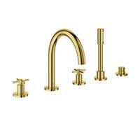 Grohe Atrio combiné de bain 5 trous, saillie 230mm, inclus set de douche, poignées croisillons, 29408GL0, Couleur: un lever de soleil frais