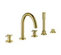 Grohe Atrio combiné de bain 5 trous, saillie 230mm, inclus set de douche, poignées croisillons, 29408GN0, Couleur: lever de soleil frais brossé