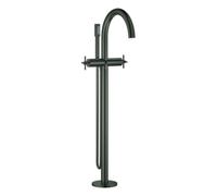 Grohe Atrio Mitigeur monocommandé pour bain, montage au sol, saillie 301mm, inclus set de douche, poignées croisillons, 25272AL0, Couleur: graphite dur brossé