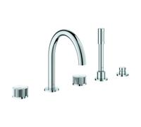 Grohe Atrio Private Collection, combiné de bain 5 trous, douchette à main extractible, commande à bouton, saillie 230mm, 25226000, Couleur: chrome