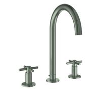 Grohe Atrio Private Collection Mélangeur lavabo 3 trous, L-Size, saillie 166mm, pour poignée croisillon, vidage à tirette, 20643MS0, Couleur: satin steel