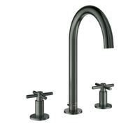 Grohe Atrio Private Collection Mélangeur lavabo 3 trous, L-Size, saillie 166mm, pour poignée croisillon, vidage à tirette, 20643AL0, Couleur: graphite dur brossé