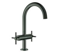 Grohe Atrio Private Collection Mitigeur monotrou lavabo, L-Size, saillie 166mm, avec poignées croisillons, vidage Push Open, 21144AL0, Couleur: graphite dur brossé