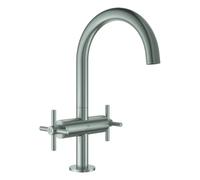 Grohe Atrio Private Collection Mitigeur monotrou lavabo, L-Size, saillie 166mm, avec poignées croisillons, vidage Push Open, 21144DC0, Couleur: acier super