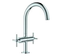 Grohe Atrio Private Collection Mitigeur monotrou lavabo, L-Size, saillie 166mm, avec poignées croisillons, vidage Push Open, 21144000, Couleur: chrome