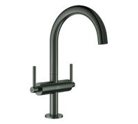 Grohe Atrio Private Collection Mitigeur monotrou lavabo, L-Size, saillie 166mm, avec poignées manettes, vidage Push Open, 21145AL0, Couleur: graphite dur brossé