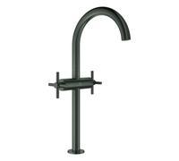 Grohe Atrio Private Collection Mitigeur monotrou lavabo, XL-Size, saillie 180mm, avec poignées croisillons, vidage Push Open, 21149AL0, Couleur: graphite dur brossé