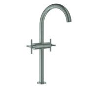 Grohe Atrio Private Collection Mitigeur monotrou lavabo, XL-Size, saillie 180mm, avec poignées croisillons, vidage Push Open, 21149DC0, Couleur: acier super
