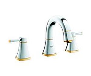 Grohe avec garniture de vidage , raccord à 3 trous Grandera 20417IG0 chromé or, avec garniture de vidage , bec 184 mm