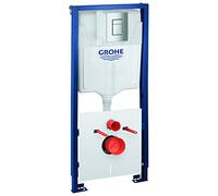 GROHE Bâti Support WC Solido 3 en 1, Hauteur 1,3m, Bâti Support Encastré, Plaque de Commande, Réservoir 6 à 9 Litres, Double Chasse Silencieuse et Réglable, 39930000 (Import Allemagne)