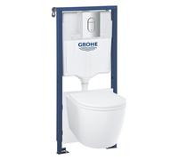Grohe Bau ensemble WC à chasse profonde - rimless - réservoir encastré Grohe Rapid SL - abattant WC à fermeture douce - plaque de commande chrome 103849sh00
