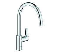 Grohe BauEdge Mitigeur monocommandé pour évier, saillie 215mm, haut, orientable, extractible, 30536000
