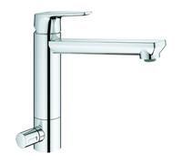 Grohe BauEdge Mitigeur monocommandé pour évier, saillie 222mm, hauteur moyenne, orientable, pré-verrouillage intégré, 31696000