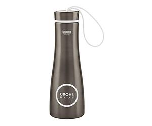 GROHE Blue 40848AL0 Gourde isotherme en acier inoxydable, double paroi, couvercle avec dragonne, 450 ml, graphite dur brossé