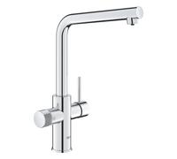 GROHE Minta 30600000 Robinet de cuisine (bec haut, forme en L, compatible avec les kits de filtration Blue (séparément), moins de consommation d'eau), chrome
