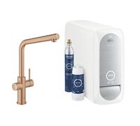 GROHE Robinet de cuisine Blue home – Bec Duo L, starterkit Wi‑Fi/Bluetooth, Warm Sunset brossé