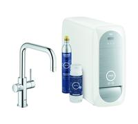 Grohe Blue Home U spout Starter Kit 31456 Mitigeur d'Ã©vier Ã un levier avec fonction filtre, avec refroidisseur et WIFI, Coloris: chrome - 31456001