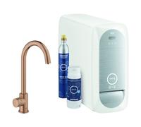 Grohe Blue Home Mono C-spout Starter Kit 31498 Mono robinet avec fonction de filtre, avec radiateur et WIFI, Coloris: coucher de soleil chaud brossÃ© - 31498DL1