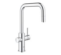Grohe Blue Home Mitigeur monocommande de cuisine 31543000 chrome, kit de démarrage bec en U, bec mousseur extractible