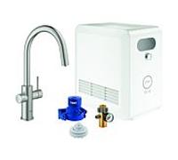 GROHE Blue Professional - Kit de démarrage avec mitigeur monocommande de cuisine DUO bec en C avec unité réfrigérante supersteel