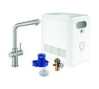 Grohe Blue Mélangeur de cuisine professionnel à levier unique 31347DC3 supersteel, kit de démarrage, bec en L, Bluetooth / WIFI