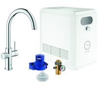 GROHE Blue Professional - Kit de démarrage avec mitigeur monocommande de cuisine DUO bec en C avec unité réfrigérante chrome
