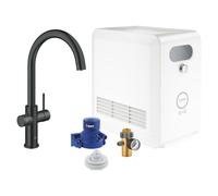 Grohe Blue Professional Mitigeur de cuisine - bec en C - monotrou - fonction de filtration - eau plate, légèrement pétillante ou gazeuse - noir velours 31323ks2