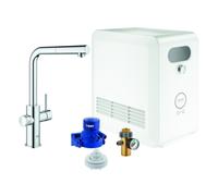 GROHE Blue Professional Mitigeur monocommandé pour évier Set, portée 223mm, bec en L, avec fonction filtre et refroidissement, extractible, 31326002, Couleur: chrome