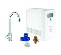 GROHE Blue Professional Mono Set mitigeur d'évier, portée 153mm, bec C, avec fonction filtre et refroidissement, 31302002, Couleur: chrome