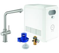 GROHE mitigeur monocommande à "L" BLUE HOME avec système pour 3 types d'eau 31347DC3 (Super steel - acier satiné)