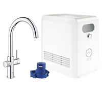Grohe Blue Mélangeur de cuisine professionnel à levier unique 31323002 chrome, kit de démarrage, bec C, Bluetooth / WIFI