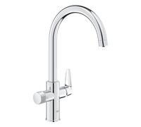 GROHE Blue Pure BauCurve, Robinet de cuisine filtrant 3 voies (zone de rotation 150°, poignée dédiée pour l’eau filtrée, nécessite un kit de démarrage de filtre), Chrome, 30580000