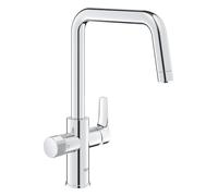 GROHE Blue Pure Eurosmart, Robinet de cuisine filtrant 3 voies (Zone de rotation 150°, poignée dédiée pour l’eau filtrée, nécessite un kit de démarrage de filtre), Chrome, 30583000