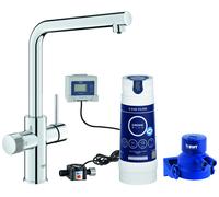 GROHE Blue Pure Minta Mitigeur d'évier, bec en L, portée 221mm, kit de démarrage avec filtre S-Size, 30589000