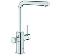 GROHE Blue Pure Minta Mitigeur monocommandé pour évier, portée 223mm, bec en L, extractible, 30590000, Couleur: chrome