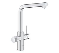 GROHE Blue Pure Minta, Robinet de cuisine filtrant 3 voies (Zone de rotation 150°, poignée dédiée pour l’eau filtrée, nécessite un kit de démarrage de filtre), Chrome, 30588000