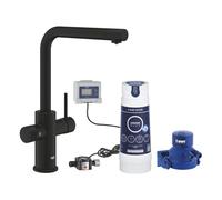Grohe Blue Pure Minta Robinet pour évier de cuisine, douchette amovible, avec filtre 5 phases taille S et compteurs, noir ultra mat