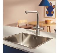 GROHE Minta 30601DC0 Robinet de cuisine (bec haut amovible, forme en L, compatible avec les kits de filtration Blue (séparément), moins de consommation d'eau), gris mat