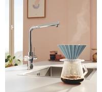 Robinet filtrant de cuisine - Chromé - Filtration de l'eau - Bec haut en L - Rotation 150° - GROHE Blue Pure Minta - 30600000