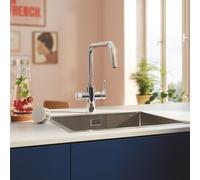 GROHE Mitigeur de cuisine Blue Pure Start 30596000 – Bec en U, Filtre à charbon, Chromé