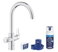 GROHE Blue Pure StartCurve, Kit de démarrage Eau Filtrée, Robinet de Cuisine avec Système de Filtration et Filtre Charbon Compact, Chromé, 30593000