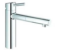 Mitigeur évier CONCETTO GROHE 31129001 - bec droit - douchette extractible - chrome