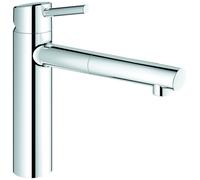 Mitigeur évier CONCETTO GROHE 31129001 - bec droit - douchette extractible - chrome