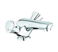 GROHE Costa Mitigeur monocommandé pour lavabo, saillie 100mm, double poignée, bec en fonte, vidage à tirette, 21390001