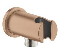 GROHE Coude de douche à effet pluie avec support de douchette et rosace ronde Ø 48 mm, filetage mâle 1/2", montage mural, protégé contre le refoulement, or rose, 26658DL0