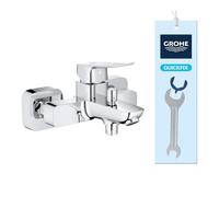 GROHE Dice 1018720000 Mitigeur bain/douche avec inverseur automatique (montage mural, levier en métal, cartouche céramique 35 mm, clapet anti-retour intégré, avec clé rapide pour un montage facile