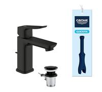 GROHE Dice Mitigeur monocommande Lavabo Taille S (Robinet pour Lavabo de Salle de bain, Avec Tirette et garniture de vidage, QuickTool inclus, Economie d'eau), Noir Mat, 1018562430