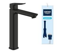 GROHE Dice Mitigeur monocommande Taille XL pour vasque à poser (Robinet pour Lavabo de Salle de bain, Facile à installer avec QuickTool inclus, Economie d'eau), Noir Mat,1018922430